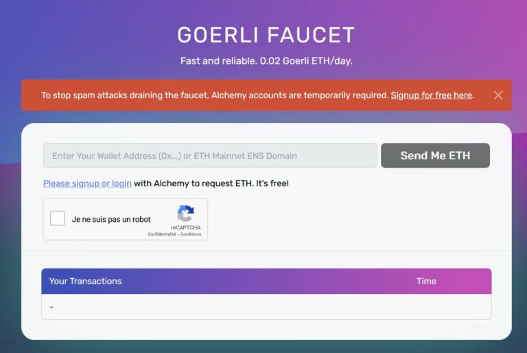 Goerli Faucet où et comment récupérer des tokens pour le